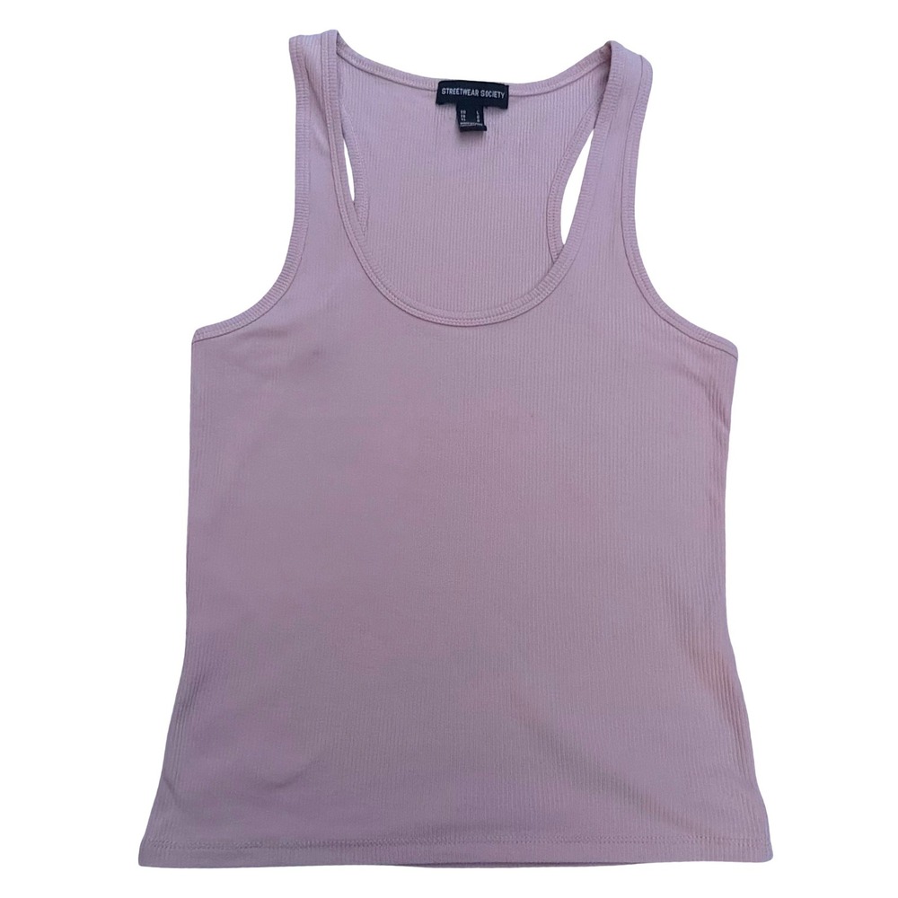 Streetwear Society Ribbed Racerback Tank Top Pink Clean Girl Basiccore Large